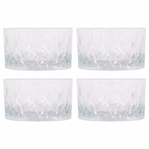 LAV Odin Geometric Glass Snack Bowls, Clear, Pack of 4, Diameter: 9.5 cm – 1