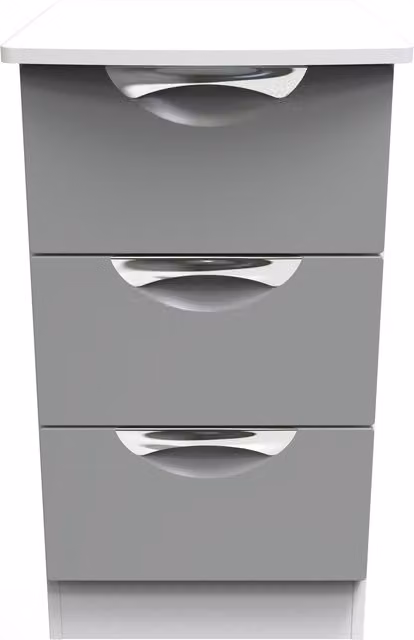 2 U Holborn 3 Drawer Bedside Cabinet in Dark Grey, Ready Assembled
