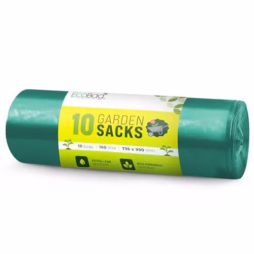 EcoBag 10 Pack Extra Strong Heavy Duty Garden Sacks, 100L, W: 73.6 cm, H: 99 cm – 1