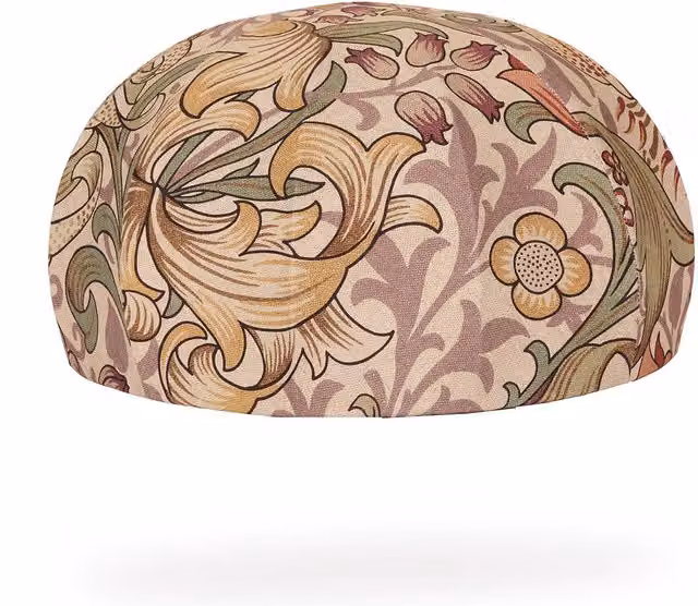 House of Hackney Golden Lily Cotton Linen Mushroom Lamp in Cirrus Beige and Multicolour