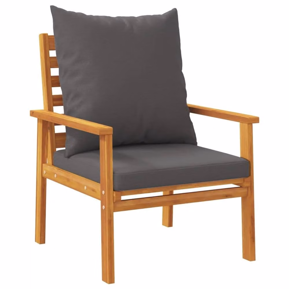 Berkfield Home Beautiful 5 Piece Acacia Wood Garden Lounge Set with Grey Cushions in Brown – 4