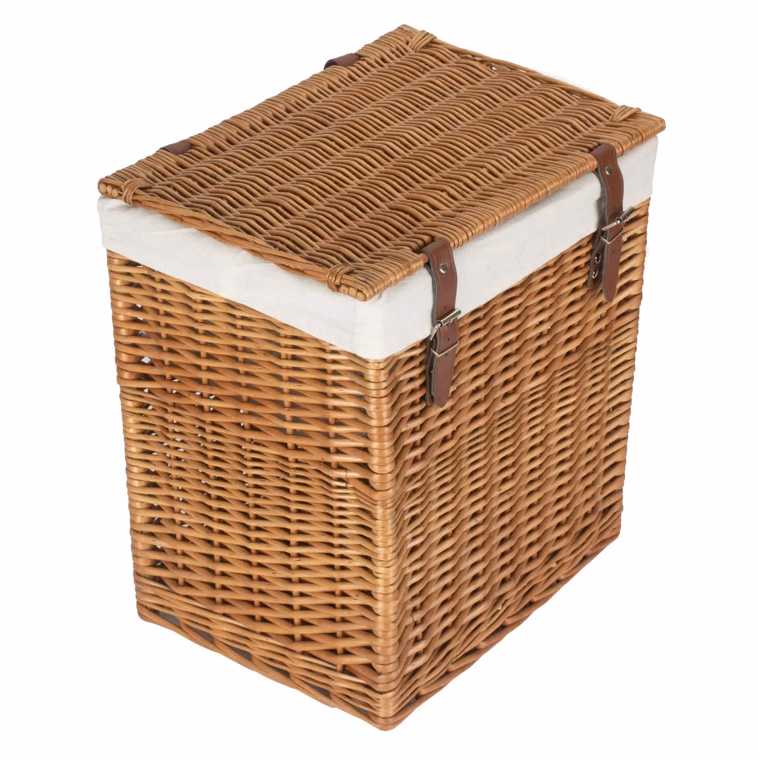 Red Hamper Boutique Double Steamed Wicker Laundry Basket with Cotton Lining in Brown, Diameter: 44 cm – 2