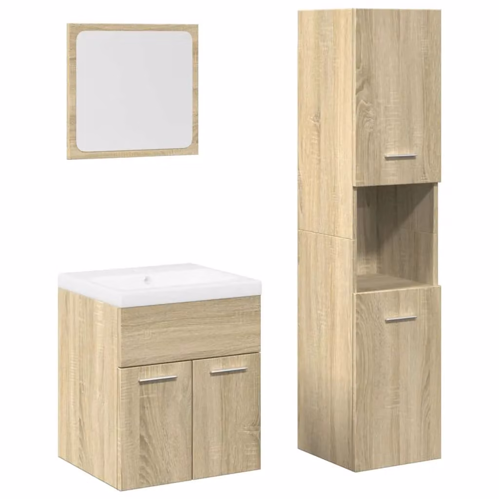 Berkfield Home 4 Piece Modern Bathroom Furniture Set in Sonoma Oak Brown
