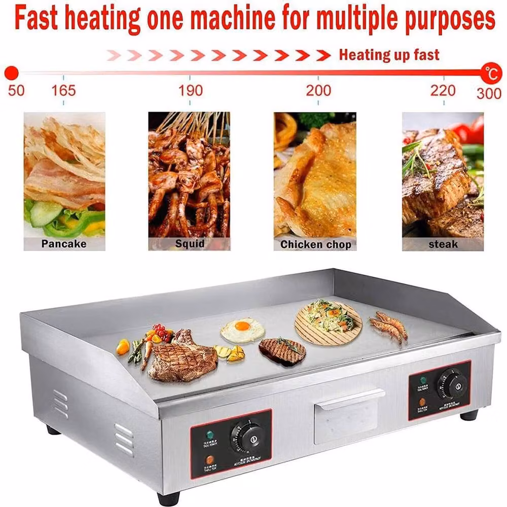 FLAVORA Large Electric Countertop Griddle and Hot Plate Grill in Silver – 4