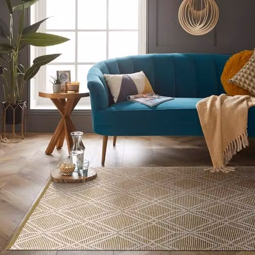 Esselle Blenheim Woven Diamond Rug in Green, W/D: 120 x 170 cm – 3