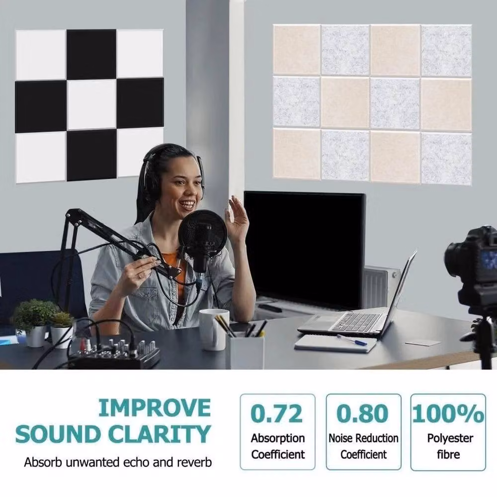 FLAVORA 36 Pack Self Adhesive Grey Acoustic Sound Proofing Wall Panels for Studio, 15 x 15 cm – 3