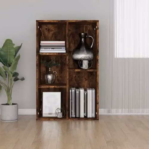 vidaXL Smoked Oak Book Cabinet and Sideboard in Engineered Wood, W/D/H: 50 x 25 x 80 cm – 2