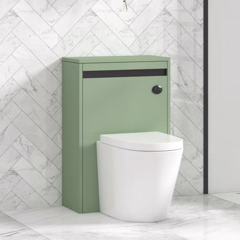 Royal Bathrooms Orion Built-in WC Toilet Unit in Mint Sage Green with Black Accent Trim