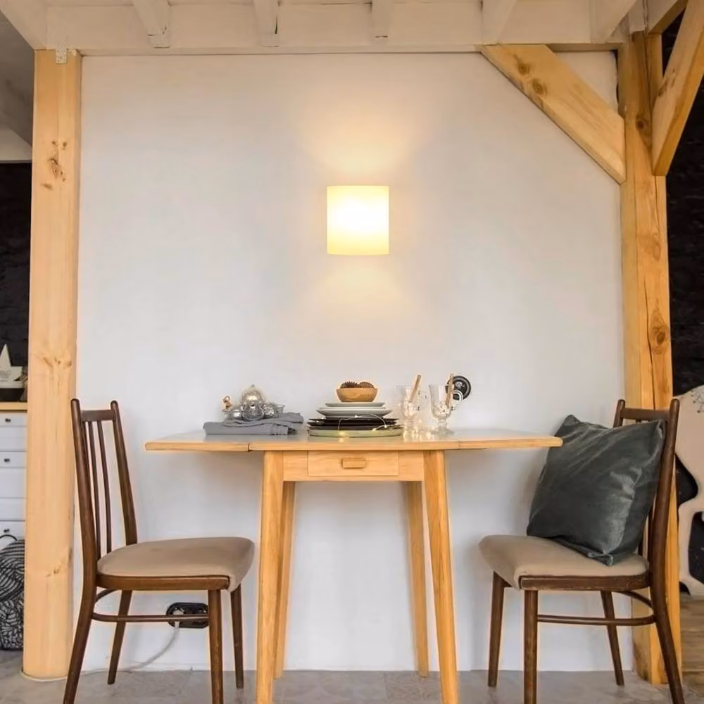 Goeco Modern E27 Wooden Interior Wall Lamp with White Glass Lampshade – 2