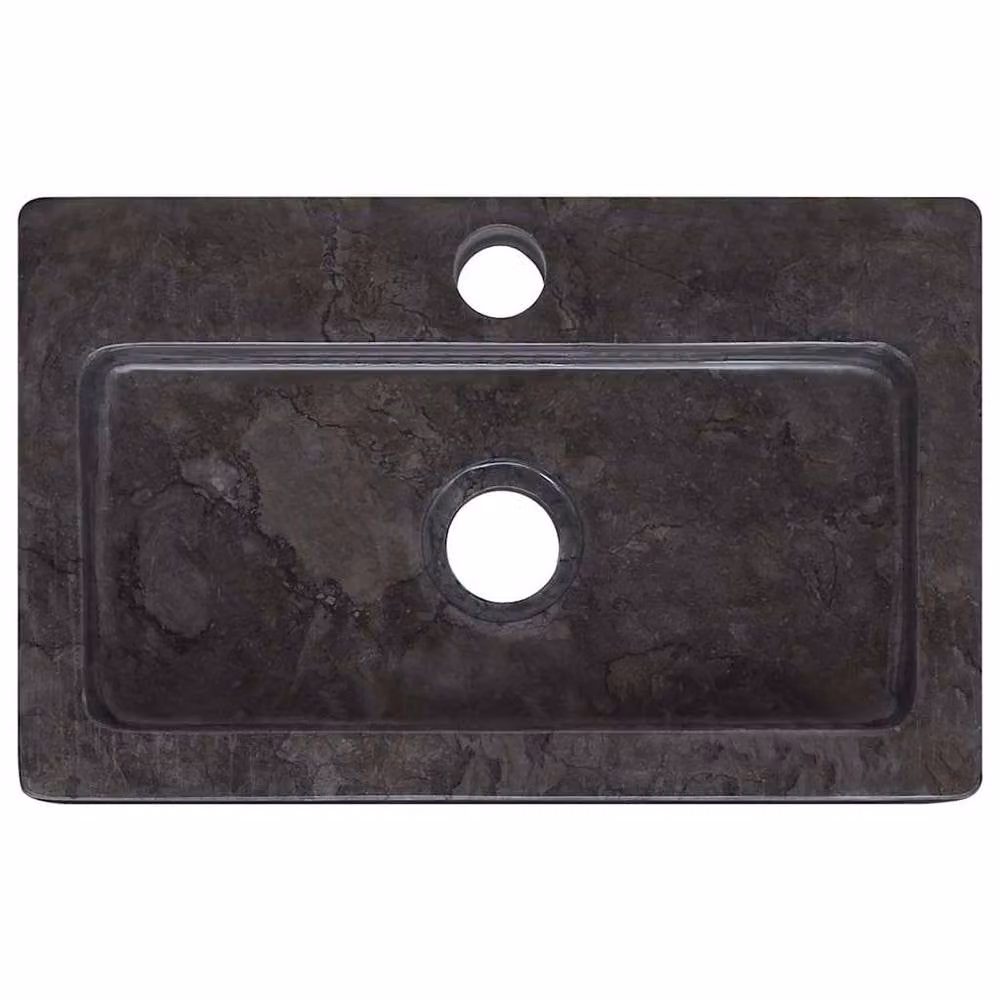 Berkfield Black Marble Countertop Home Sink, W: 38 cm, D: 24 cm, H: 6.5 cm – 4