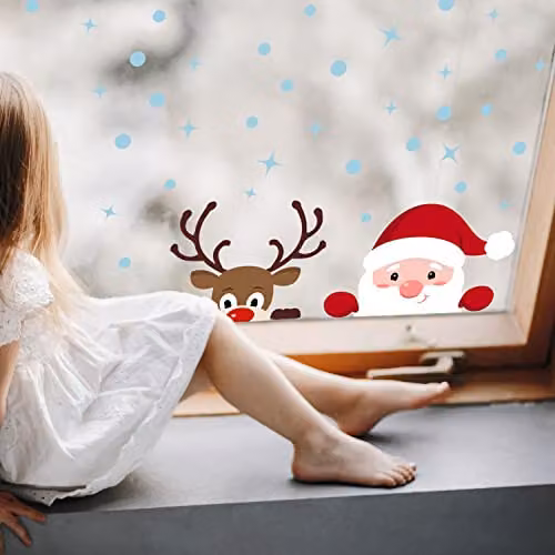 WALPLUS Christmas Window Stickers, 38 Piece Reusable Double-Sided Decals for Glass Windows in Multicolour – 2