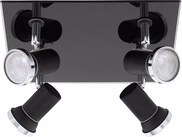 Loops Black and Chrome Flush Ceiling Light with Transparent Glass Shade and GU10 Bulbs – 1