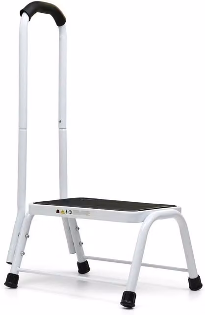 VOGREX Non-Slip Safety Step Stool with Handrail in White – 1