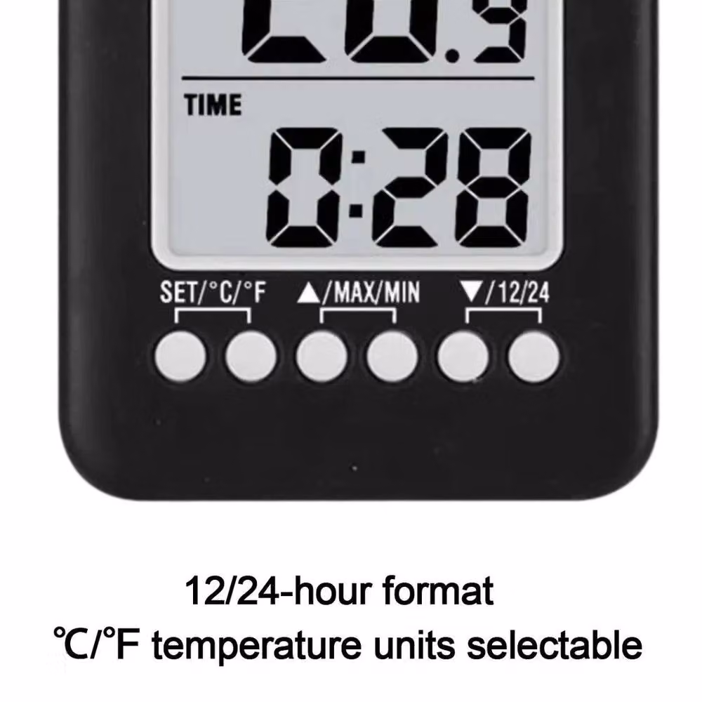KORVIXA Wireless Indoor and Outdoor Digital Thermometer Clock in Black – 4