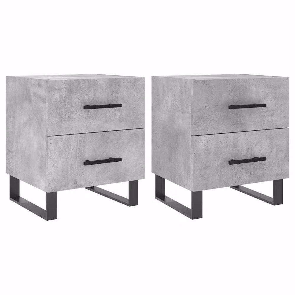 Berkfield Home Modern Bedside Cabinets, 2 Piece Set in Grey, W: 40 cm, D: 35 cm, H: 47.5 cm – 2