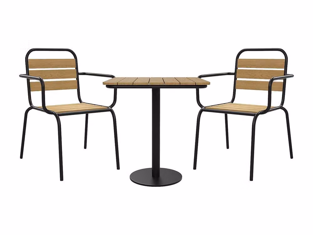 Mylia Modern Garden Dining Set in Black Metal and Composite, Width: 70 cm – 2