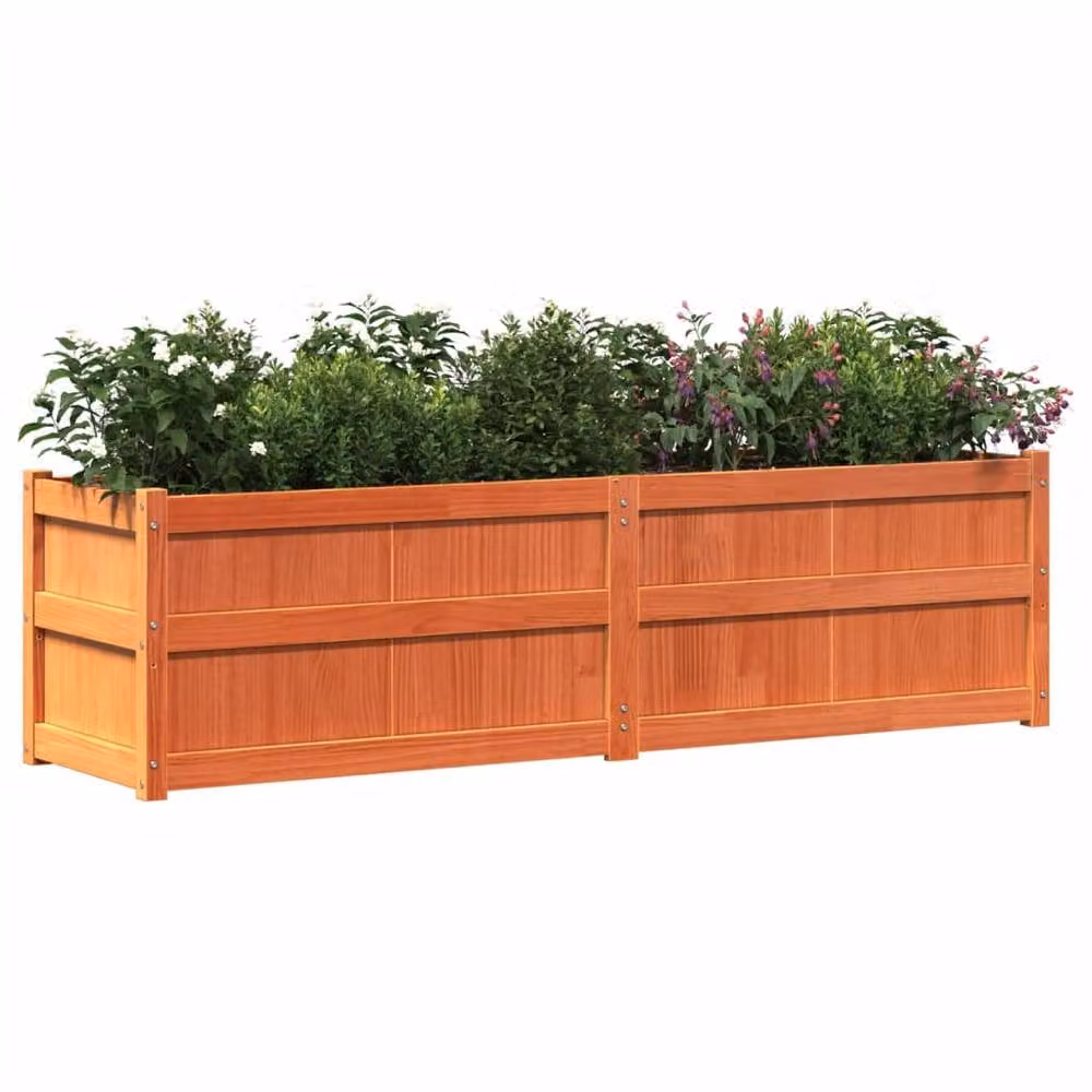 Berkfield Home Garden Wax Brown Solid Wood Pine Planter Tub W/D/H: 180 x 50 x 50 cm – 3