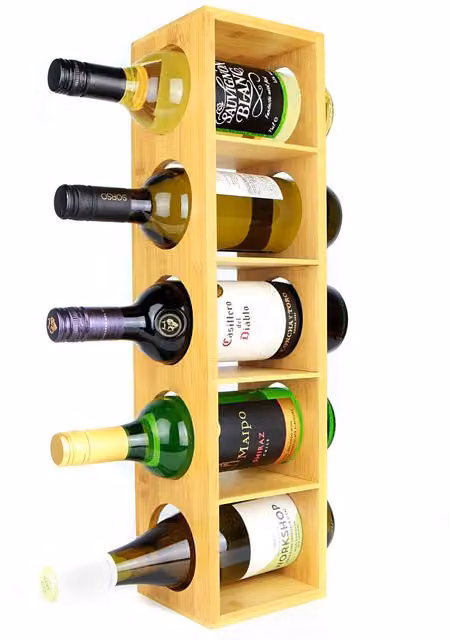Maison & White Modern Bamboo Wall Mounted Wine Rack in Brown