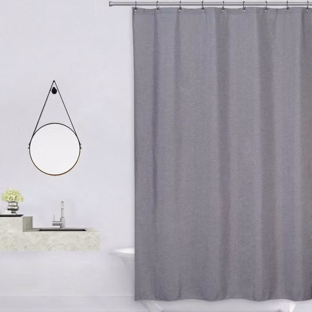 London Boutique Waterproof Polyester Shower Curtain in Dark Grey, W: 218.44 cm, H: 198.12 cm – 1