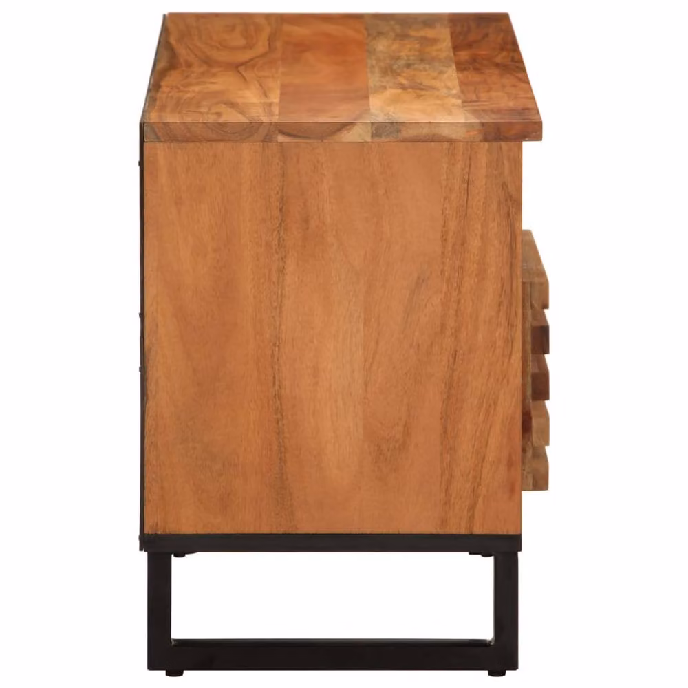 Berkfield Home Solid Wood Acacia TV Cabinet in Brown, W/D/H: 100 x 34 x 46 cm – 3