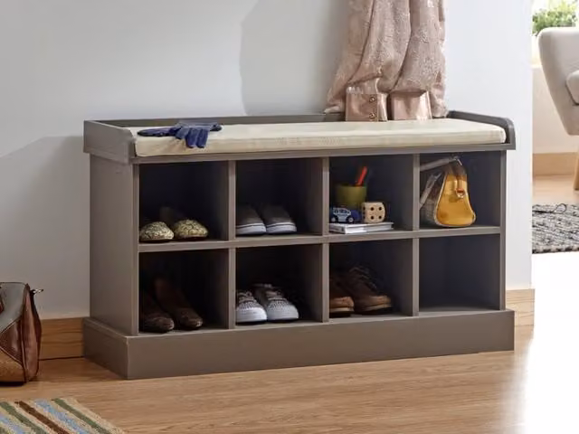 GFW Kempton Modern Grey Lacquered MDF Shoe Rack