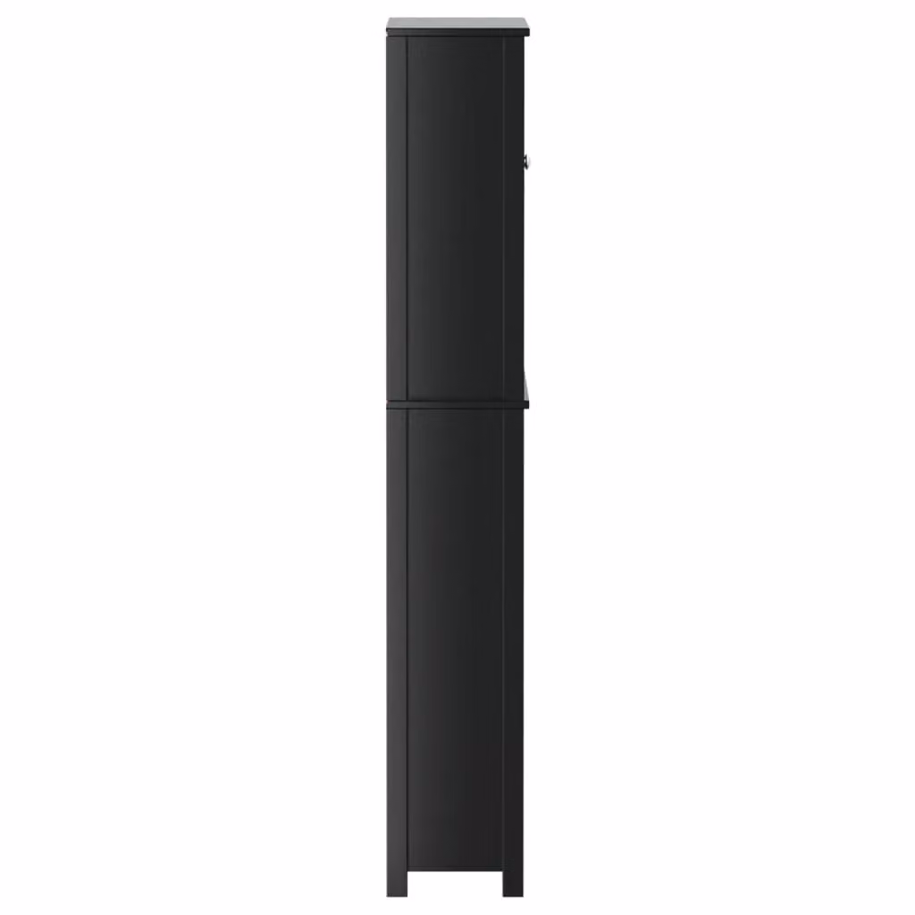Berkfield Home Black Lacquered Solid Pine Washing Machine Cabinet with Internal Shelves, W/D/H: 76 x 27 x 164.5 cm – 2