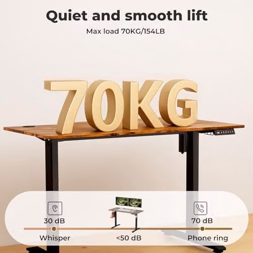 Levede Electric Height Adjustable Standing Desk with 4 Memory Smart Panel and Splice Board, Rustic Brown, W: 120 cm, D: 60 cm – 5