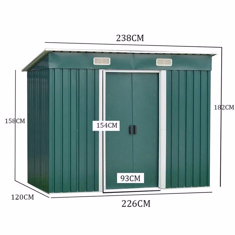 SPETLEK Green Metal Pent Roof Outdoor Tool Storage Box, W/D/H: 238 x 182 x 120 cm – 2