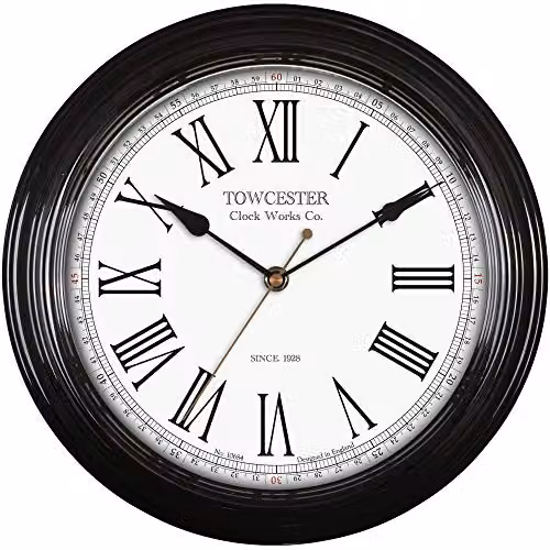 Acctim Redbourn Vintage Quartz Wall Clock in Black and Gold, Diameter: 30 cm – 1
