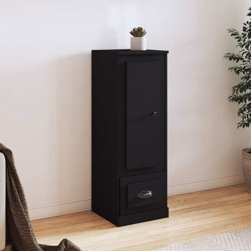 Berkfield Home Modern Black Matt Highboard with Hinged Doors and Drawers, W/D/H: 36 x 35.5 x 103.5 cm – 2