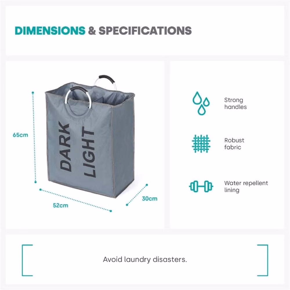 Kelvenix Collapsible Fabric Laundry Basket with Handles in Grey – 2