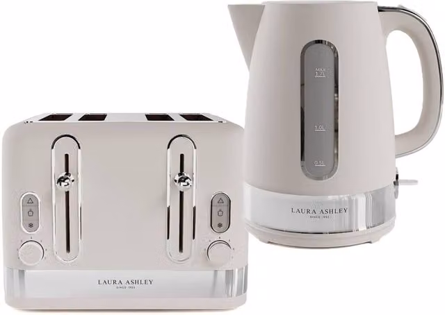 Laura Ashley Kettle and 4 Slice Toaster Set in Beige