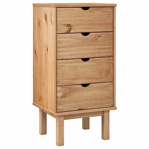vidaXL OTTA Scandinavian Style Solid Pine Wood Drawer Cabinet, Brown, W: 46 cm, D: 39.5 cm, H: 90 cm – 1