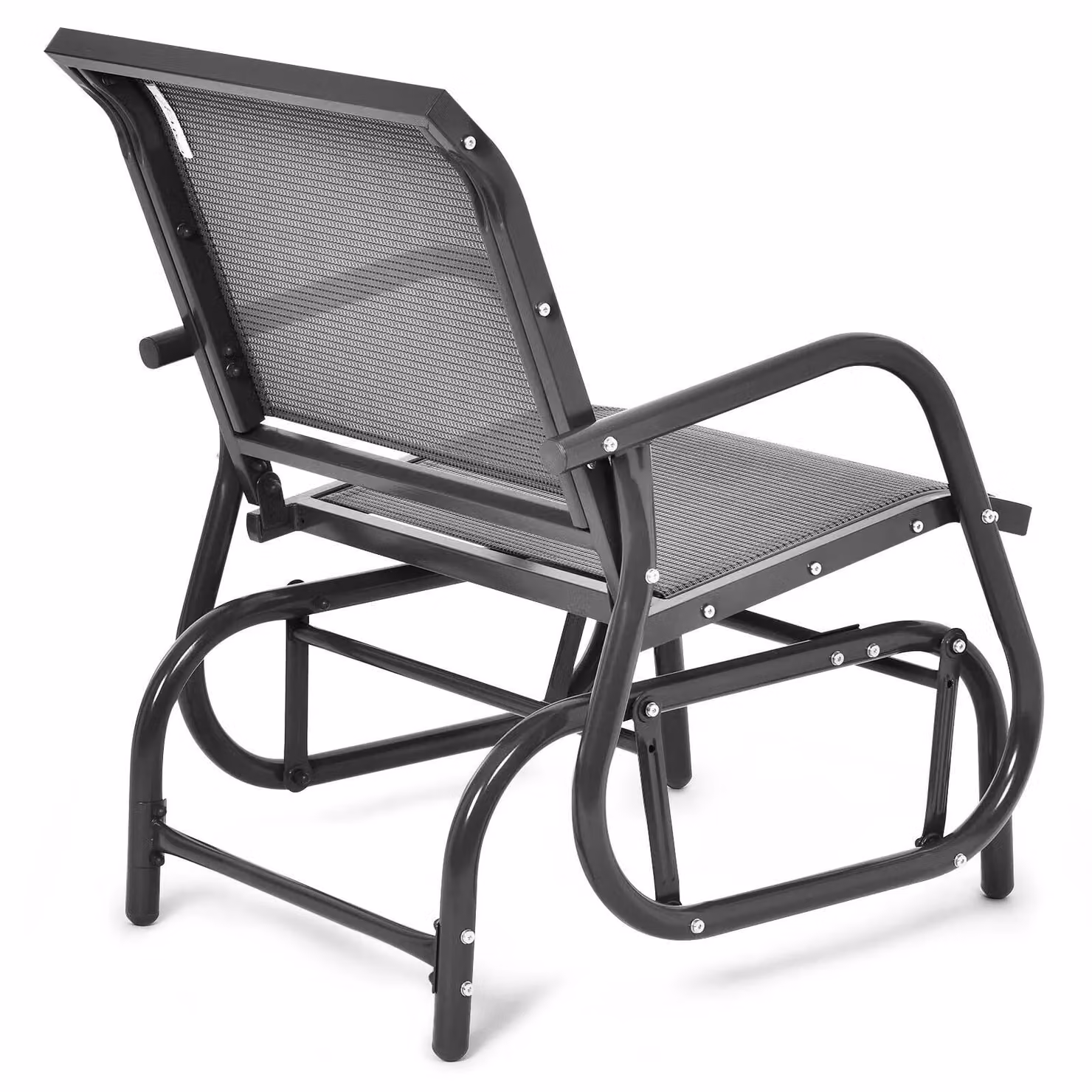 Costway Grey Metal Garden Glider Chair and Outdoor Rocking Armchair – 4