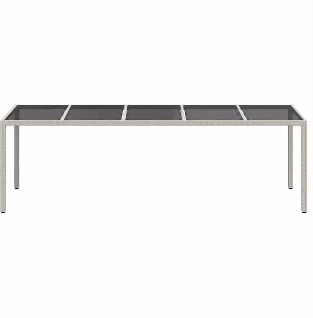 Berkfield Home White Extendable Garden Table with Poly Rattan and Tempered Glass, W/D/H: 250 x 100 x 75 cm