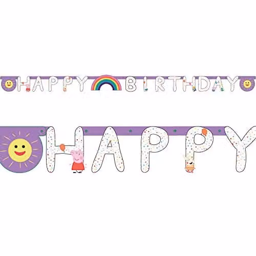 Amscan Peppa Pig Dinosaur Letter Banner, Multicolour Paper Hanging Party Decoration, Length: 2.1 m