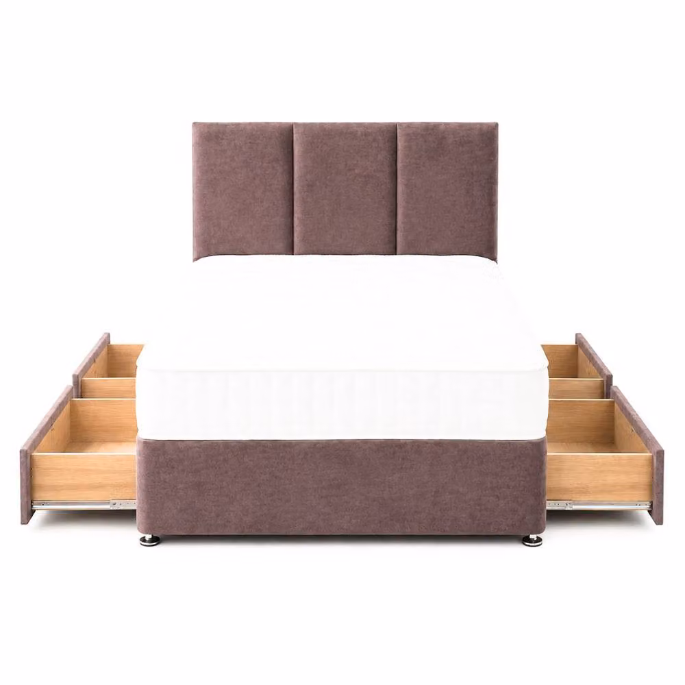 Stratus Interiors Oulton Wingback Divan Bed with Panel Headboard and 4 Drawers in Mauve, Super King Size – 2