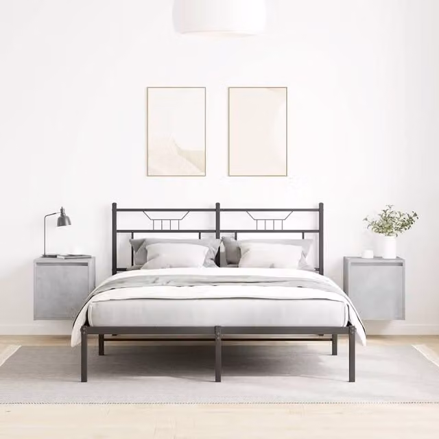Berkfield Home Durable Wall-Mounted Bedside Cabinets, 2 Pack, Concrete Grey, W/D/H: 38 x 34 x 40 cm – 1