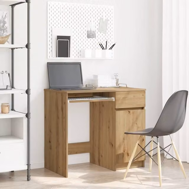 Berkfield Artisan Oak Writing Desk in Brown, W/D/H: 86 x 49 x 76 cm