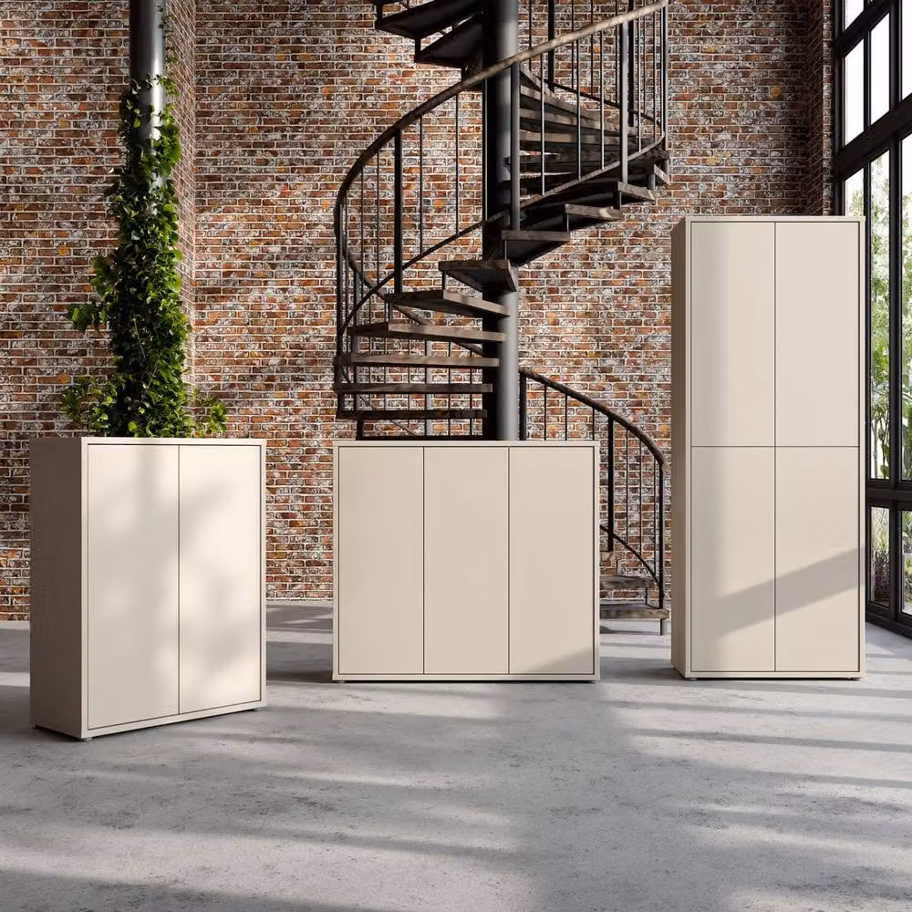 Furniture To Go Alice Springs Tall Shoe Cabinet with 4 Push-to-Open Doors in Sand Beige – 3