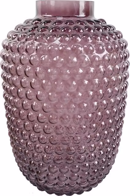 Mulberry Purple Bubble Glass Tabletop Vase with Leaf Design
