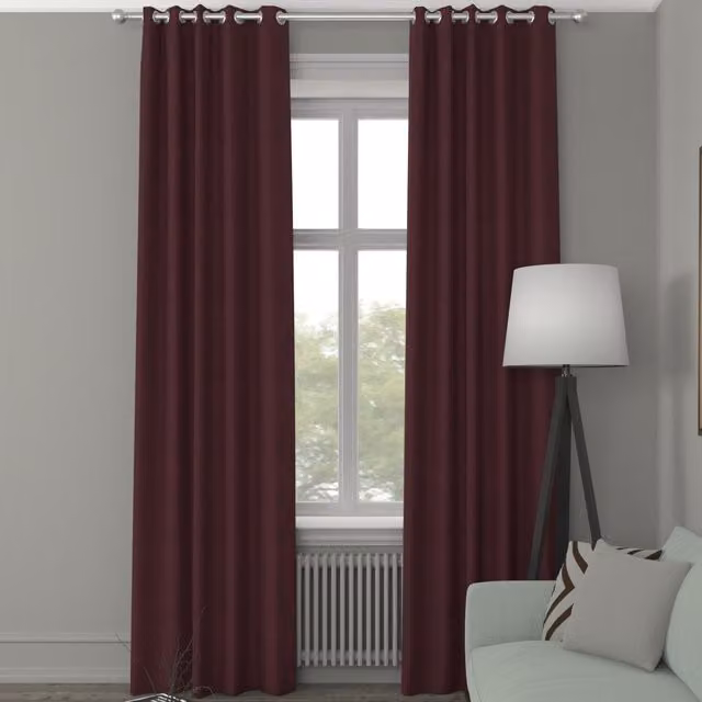 Simply Collection Red Plain Blackout Eyelet Fabric Panel Curtain