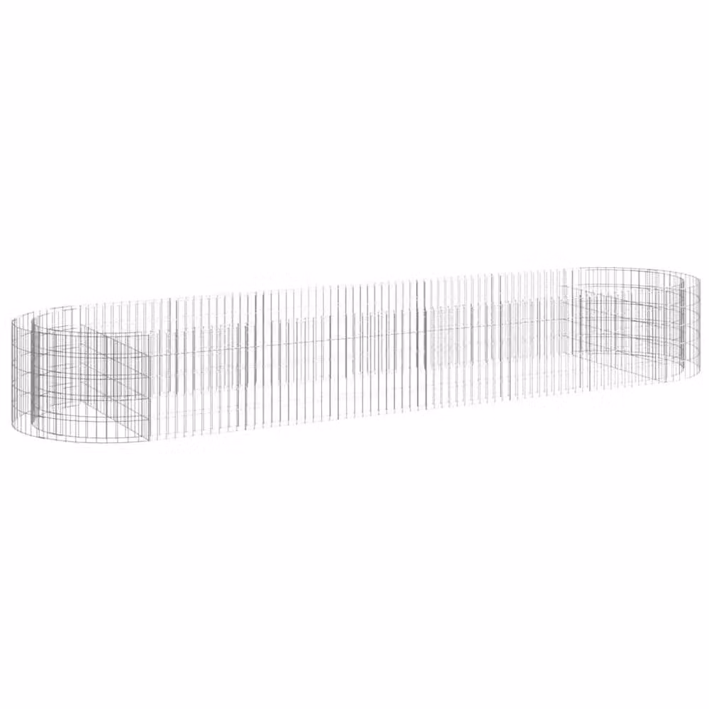 Berkfield Home Durable Galvanised Steel Gabion Raised Bed in Silver, W: 400 cm, D: 100 cm, H: 50 cm – 3