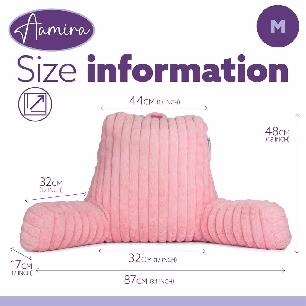 Aamira Pink Faux Fur Ribbed Memory Foam Wedge Reading Pillow Support Cushion – 7