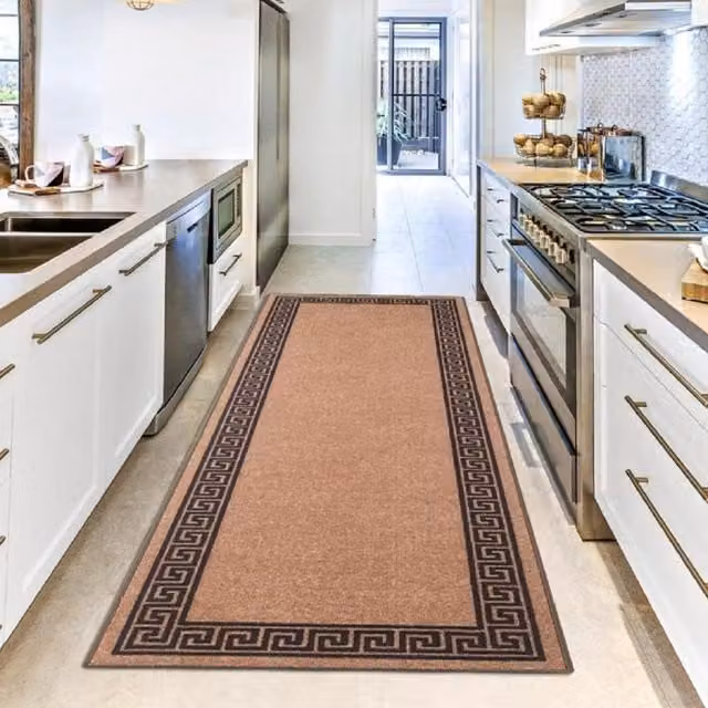 Smart Living Non-slip Striped Gel Door Mat, Beige and Black, W: 80 cm, D: 50 cm