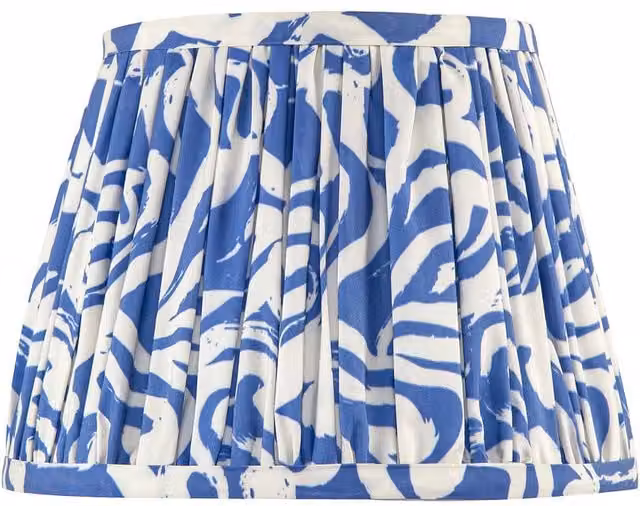 Happy Homewares Blue and White Vintage Pleated Cotton Fabric Cylinder Lamp Shade, W/D/H: 18 x 18 x 25 cm – 5