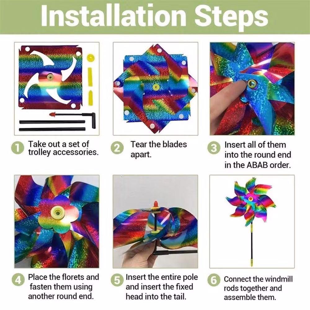 FLAVORA Rainbow Reflective Wind Spinner Bird Repellent in Blue and Multicolour – 4