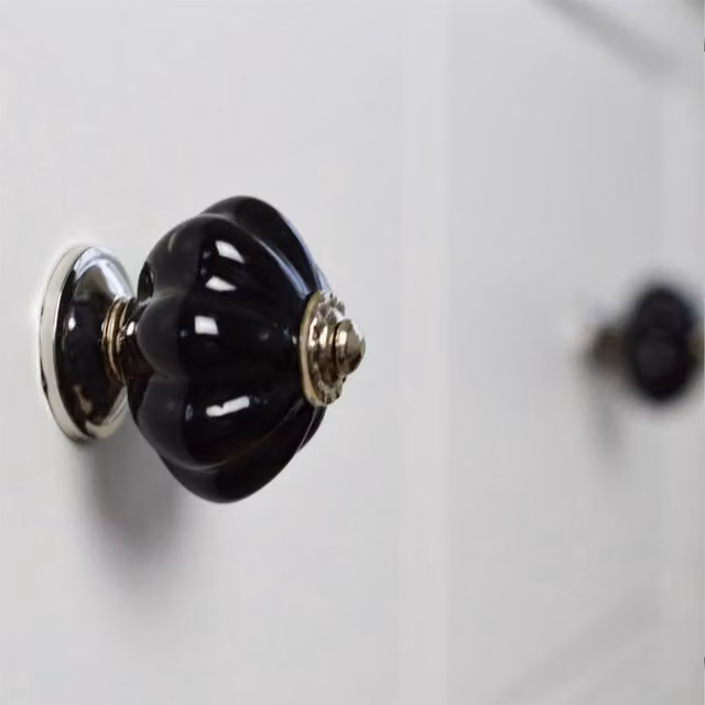 Nicola Spring Polished Black Ceramic Knob Set of 6