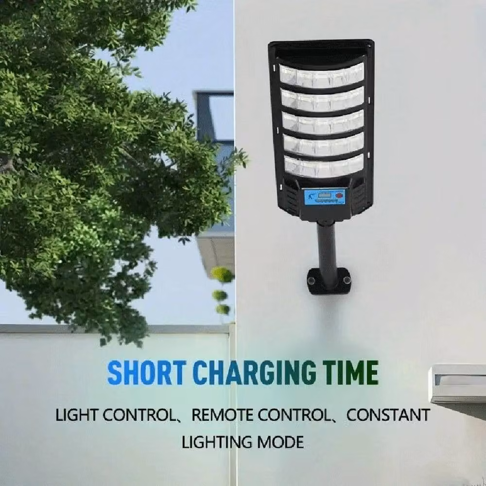 FLAVORA Black Solar LED Street Floodlight with Dusk Sensor and Cool White Light – 3