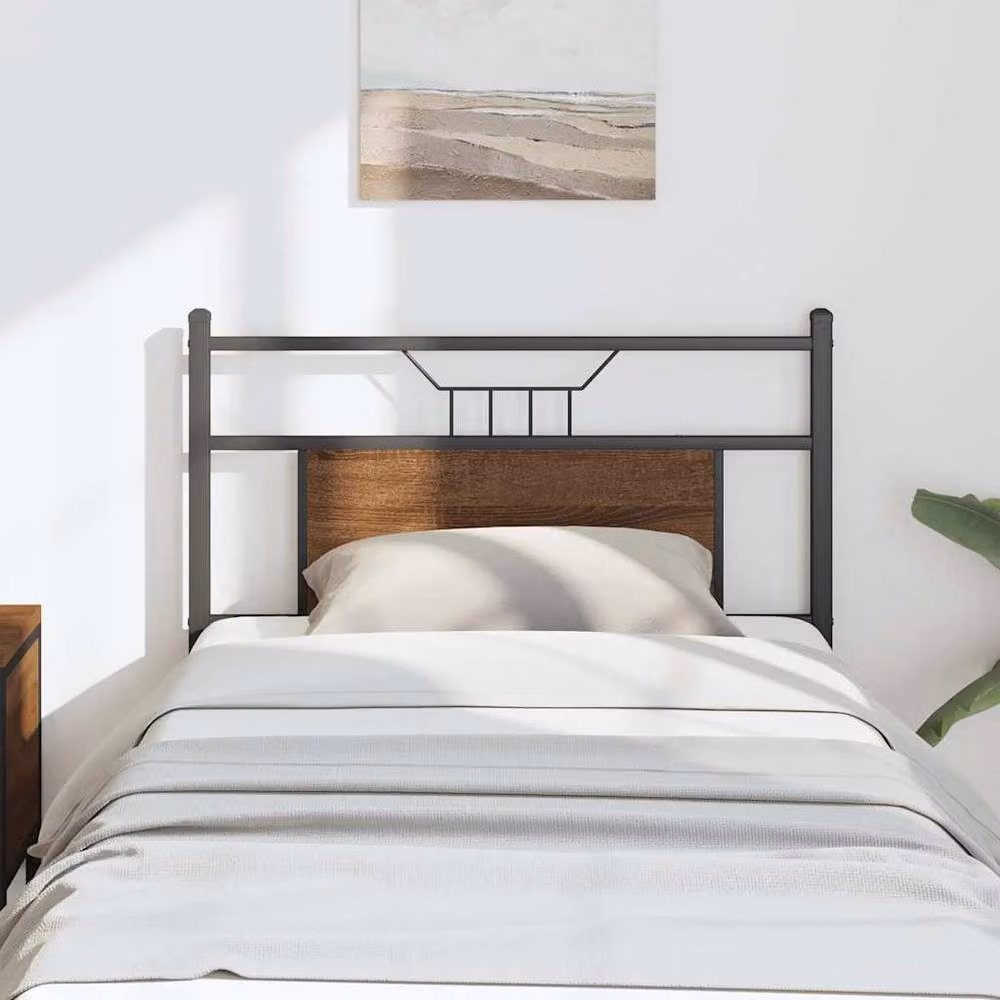 Berkfield Home Industrial Headboard in Brown Oak, Width: 80 cm – 2